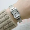 Armbandsur lyxiga kvinnor tittar på enkla romerska siffror nummer kvarts klockor damer trend klocka kvinnlig vintage rektangel reloj armbandsur