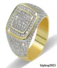 HIPHOP CZ Diamond Rings For Mens Full Diamond Square Square Gold Beldriy334K18352464768699