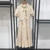 파티 드레스 여성 2024 스프링과 여름 패션 도형 칼라 단색 스 플라이 싱 드레스