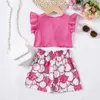 Clothing Sets Summer Girls Fruits Print Clothes Sets Knotted Tops+shorts 2pcs 1-7Y Toddler Girls Beach Summer Outfits H240426