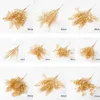 Dried Flowers Artificial Plants Gold Fake Flowers Plastic Grass Wedding Arrangement Leaves Autumn Home Party Supplies Christmas Decorations