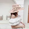 Sombreros de borde anchos estilo francés vestido de vestido para mujer flor flor de la novia ducha damas al aire libre protección solar accesorios para la cabeza transpirable