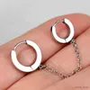 Stift 1 Piece Silber Farbe Edelstahl Doppelohr -Loch Kette Quaste Hoop Ohrringe für Frauen Männer beliebter Kaltstil Modeschmuck