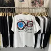 トレンディなメンズTシャツレターフォームプリント洗濯熟成ティー高品質のヴィンテージヒップホップコットンルーズショートスリーブY2K Tシャツ