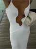 Seksowna solidna fala pusta sukienka dla kobiet sukienki moda bez rękawów sukienki BodyCon 2024 Summe Female Beach Holiday Raady 240417