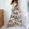 Casual Dresses Floral Print Halter Strap Banket Wedding Maxi Dress