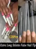 False Nails 120pcsset Long Stiletto 프랑스 아크릴 네일 가짜 가짜 팁 예술 반 커버 팁 살롱 매니큐어 공급 3colors1925874