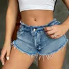 Shorts voor dames 2023 Nieuwe aankomst vrouwen shorts sexy button vlieg gat kwast jeans denim shorts s-xxl y240425