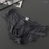 Sous-vêtements Men's Underwear Ice Silk U Pouche des hommes Men Briefs Sexy Lingerie Boxer Boxer Boxer avec dentelle confortable