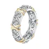 Женская группа Tiifeany Ring Jewelry Live Trobcate Ring с медным золотом с двойным цветом и золотым цирконом инкрустацией