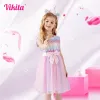 Jurken Vikita Princess Girls Kleed Kinder Kleding Girl Girl Mouwloze jurk Kinderjurken voor meisjes Peuter Girl Casual jurken