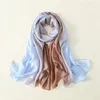 Frau Seidenschals Custom Printing Designer Luxus -Gradientenfarbe Satin Hijab Kopfschal für Frauen lange Schals für Damen 240425