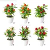 Flores decorativas plantas en macetas artificiales Pepper falso fresa naranja durazno bonsai ornamento