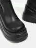 Buty klinowe botki 2023 Zimowe wysokie obcasy kobiety grube jedyne czarne punkowe buty Lady Pu skórzane poślizg na butach buty dla dziewczynki