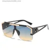Sunglasses 2024 Fashion Luxury Brand Extra Large Square Sunglasses for Mens Retro Metal Large Frame Half Frame Single Lens Sunglasses UV400 Q240425