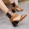 Dress Shoes 2024 Summer Women's Riveted Hollow Cool Boots Comfortable Chunky Heels Sandals For Girls Womens Plus Size 44 45 47 48