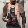 Men's T-Shirts Animal T-Shirts For Men Summer Short Slve T Japanese Samurai Pattern Print Oversized Clothing Fashion Casual Strtwear T240425