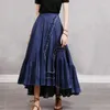 Rokken johnature dames denim rok onregelmatige rand elastische taille vintage kleding 2024 zomer elegante massieve kleur los