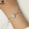 Bisaer 100% 925 Sterling in argento a doppio cuore Bracciale scintillante zircone a catena regolabile platino placcato per donne gioielli fine 240423