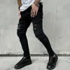 Мужские джинсы Mens New Street Hip Hop Style Tear Tear Cencil Jeans Mens Fashion Slim Fit Hole Casual Jeansl2404
