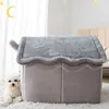 캐리어 상자 주택 고양이 침대 침대 부드러운 깊은 개 고양이 겨울 방 분리 가능한 매트를 밀봉 할 수있는 작은 고양이를위한 애완용 텐트 동굴 카마 가토 수면 제품 240426