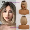 HAIRCUBE wig womens top dyed black gradient golden straight bangs short hair BOBO set