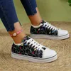 Scarpe casual Spring Women's Carunone Graffiti Canvas Fashion Lace-Up Woman Sneaker Round Toe traspirante femmina leggera