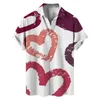Camicie casual maschile New Summer Love Heart Heart 3D Shirt hawaiano stampato da uomo a maniche corte a maniche corte in spiaggia per le vacanze in spiaggia al risveglio Aloha Shirt Clothing 240424