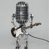 Bordslampor Retro Style Vintage Microphone Robot Desk Lamp Touch Dimmer White