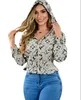 Frühlingsherbst -Frauen Dünne Jacken Tops alte Blumen Druck Langarm Reißverschluss Jacke Frauen Frauen lässige Oberbekleidung Kurzjacken Mode Mode