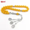 Tasbih Bracelet de perles de résine jaune Color Color Jewelry turc AccSéories Islamic Misbaha Collier Rosaire Cadeau musulman Gift 240415