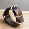 Onthelevel Leather Nato Strap 20mm 22mm 24mm Zulu Strap Vintage First Layer Cow Leather Watch Band With Five Rings Buckle #E CJ191287W