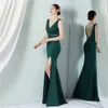 Runway jurken yidingzs grn backless kralen avondjurk vrouwen sexy spleet v nek feest maxi jurk long prom jurk 18585 y240426