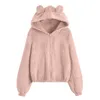 Women's Hoodies Cute Plush Bear Ear Hooded Coat Cardigan Suitable For Weather Cooling