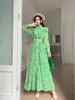 Sıradan Elbiseler Bugilaku Stand Yakası Fener Kılıf Elbise Kadın Çiçek Baskı Vintage Kadın A-Line Büyük Salıncak Zarif Vestidos Mujer