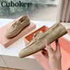 Casual Shoes 2024 Spring Women Flat Causal Suede Lace Up Loafers Runway Brand Ladies Walking Out Holiday Flats For Woman