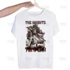 Męskie koszulki Medieval Knights Templar Printed T Shirt Men Retro Umyjne topy