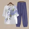 Women's Two Piece Pants New Set Woman 2 Pieces Pants and T-Shirt Ladies Suit Autumn High Waisted Pants Fashion Y2k Two Piece Sets Womens Outfits Summer Y240426