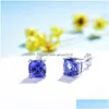 Boucles d'oreilles en pierre de pierre à goujons pour femmes sterling sier tanzanite émeraude morganite aigue-marine oreille gouttes livraison bijoux dhrit