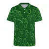 Heren Polos St. Patrick's Day 3D Print Polo Shirt For Men Women Green Shamrocks Graphics Short Sheeves Tees Overe oversized knop Shirts