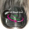 Topper Weichschweizer Spitze Basis menschliches Haar Topper mit 4 Clip -Ins -Haarflügeln handgebundene atmungsaktive schwarze Spitze Frauen Toupee