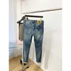 Luxus helle europäische Blue Jeans für Herren Frühling und Herbststile Elastizität Slim Fit Small Little Bein Hosen Männer