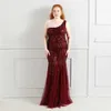 Runway Dresses Plus Size Elegant One Shoulder GRN Lång paljett Kvällsklänning 2021 Ny kvinnlig festklänning Wedding Wear Y240426