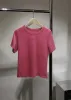 女性衣料品の手紙のためのソリッドサマーTシャツOneckショートスリーブTシャツFEMMEルーズカジュアルクロップトップ100％コットンティー