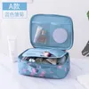 Korean Printed Cosmetic Bag Lotion Compartment Toiletry Bag Travel Portable Handbag Detachable Large Capacity Storage Bag