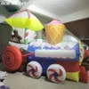 wholesale 4 Meters Lenght Inflatable Train House Air blown Candy Ice Cream Sweet Cone Train For Festival Event Background Decoration