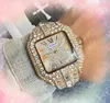 President Cool Herr Square Roman Tank Dial Watches Auto Day Date Time Shiny Starry Clock Quartz Battery Core Diamonds Ring Armband Watch Montre de Luxe Gifts