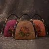 Tas youweason chineses stijl vrouwelijk reliëf retro kleine handtassen 2024 dames echte lederen bloemen schouder crossbody tassen