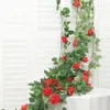 Dekorativa blommor 1 st 165 cm Simulerade stora rosvine inomhusväggmonterad rörledningsdekoration lindad med gröna växter