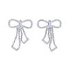 Boucles d'oreilles étalon 2024 Aspect arc oreille à oreille or argent couleur zircone ruban de soie pour femmes bijoux de mode filles